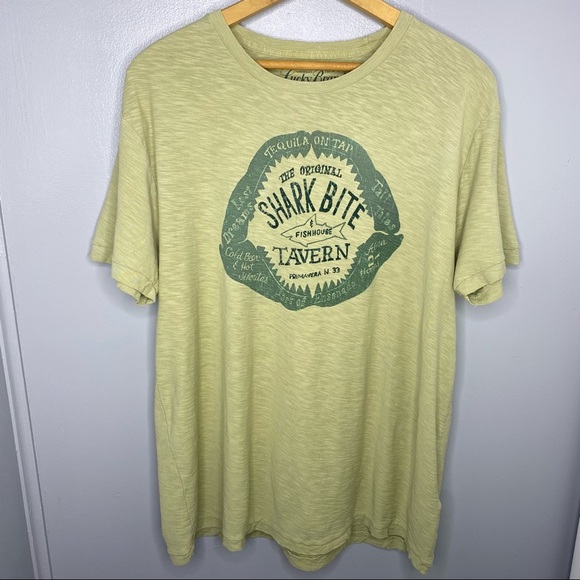 LUCKY BRAND Green Shark Bite Short Sleeve Tee - Picture 1 of 5